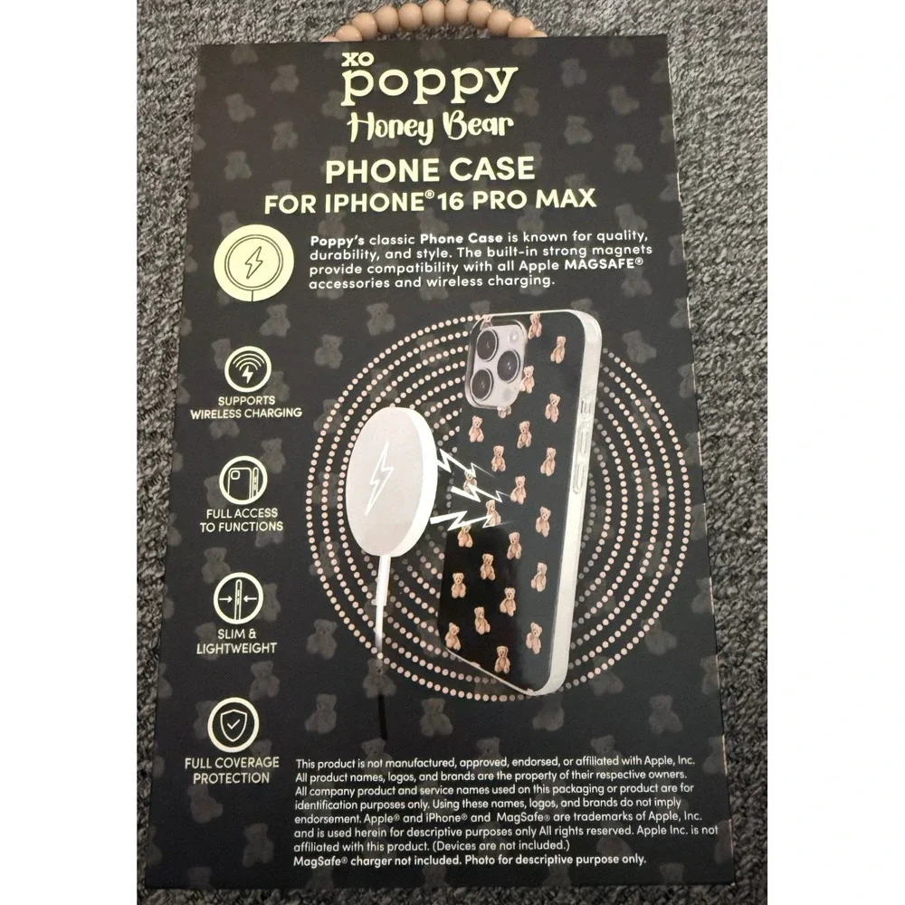 XO Poppy Honey Bear iPhone 16 Pro Max MagSafe Case Teddy Bear Pattern NEW